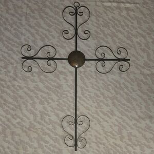 Decorative Metal Wall Cross in Bronze Finish